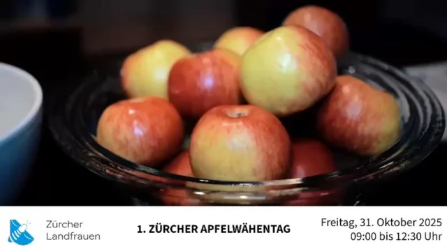 Die Zürcher Landfrauen freuen sich sehr, am letzten Freitag im Oktober den 1. Zürcher Apfelwähentag durchzuführen! 
 
An 29 Standorten im Kanton Zürich haben Sie die Möglichkeit, die feinen selbstgebackenen Apfelwähen von 9.00 - 12.30 Uhr (s hät solangs hät) zu kaufen.
Die genauen Standorte finden Sie unter: 
https://www.landfrauen-zh.ch/apfelwaehe/
Saisonal für einen guten Zweck
Freuen Sie sich auf saftige Äpfel, umgeben von süssem Guss auf einem knusprigen Teig. Die Apfelwähen werden mit knackigen, frisch geernteten Äpfeln aus der Region und viel Liebe von den Zürcher Landfrauen hergestellt.
Das Stück kostet 5 Franken. Der Erlös geht an die Zürcher Landfrauen sowie an die Ländliche Familienhilfe.
Wir freuen uns bereits heute auf Ihren Besuch an einem unserer Stände.
Ihre Zürcher Landfrauen
#apfelwähentag#wirfrauenvomland#netzwerk#gemeinsam#füralli#apfel#geniessen